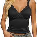 Avidlove Women's Lace Tank Top Deep Plunge V Neck Sexy Tops Going Out Crop Shirt Summer Cami, 2XL