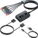 Female Component to HDMI Converter Cable with HDMI and Component Cables for PS2/ NGC/Wii/Xbox with Male Component, 1080P YPbPr to HDMI Converter, Component in HDMI Out Adapter