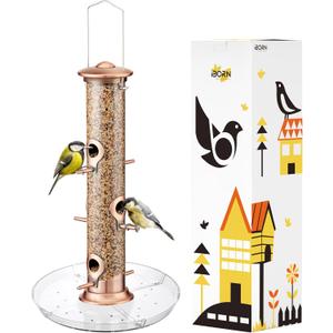 iBorn Bird Feeders Seed Catcher for Outside Hanging 6 Port Bird Feeder for Cardinal Birds Aluminium Metal,Brushed Copper Finishing 14 Inch 6 Port (Seed is not Included)