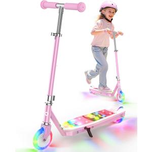 Gyroor KS2 Kids Electric Scooter  5 MPH Safe Speed, Foot Sensor Start, LED Lights, Adjustable Handlebar, 2 Hr Fast Charge, UL2272 Certified, Ages 612, 121 lb Max Load (Pink)