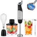 KOIOS Upgraded Immersion Blender Handheld, 1000W 12-Speed 5 in 1 Hand Mixer Stick Blender with 304 Stainless Steel Blade,Food Processor,Beaker,Egg Whisk&Milk Frother,Non-BPA,Smoothies Pure Baby Food (Black)