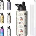 32oz Hedgehog Water Bottle with Handle and Flip Straw, Sports Stainless Steel Insulated Cup Travel Coffee Mug Tumbler, Birthday Mothers Day Chritmas Gifts for Women