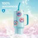 6 x 50pcs 2.12 INCH Smiley Face Stickers for Water Bottles & Laptops  Cute Aesthetic Vinyl Waterproof Decals  Happy Preppy Sticker Pack for Kids, Teens, Girls, Scrapbooking, Journaling & Teacher Rewards