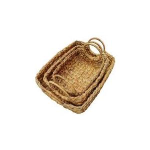 Wicker Basket with Handles Natural Brown 4  PRS 21x15 18x12 15x10 12x8