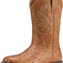 Rollda Kids Cowboy Boots for Boys Girls Western Square Toe Cowgirl Boots with Walking Heel (Toddler/Little Kid/Big Kid) 13T