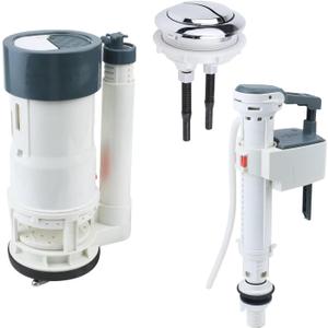 T Tulead Toilet Fill Valve, Dual Flush Valve, Push Button, Toilet Tank Parts Replacement, Converter Kit, for 10"-12" Toilet Tank, for Fill Valve 0.8" Thread, for Drain Hole Dia, 2.56"
