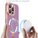 iPhone 15 Pro Max Case,iPhone 15 Pro Max Phone Case[Compatible with MagSafe] Magnetic Slim Thin lanyard Wrist Strap Plating Shockproof Protective Phone Cover for iPhone 15 Pro Max 6.7", Purple