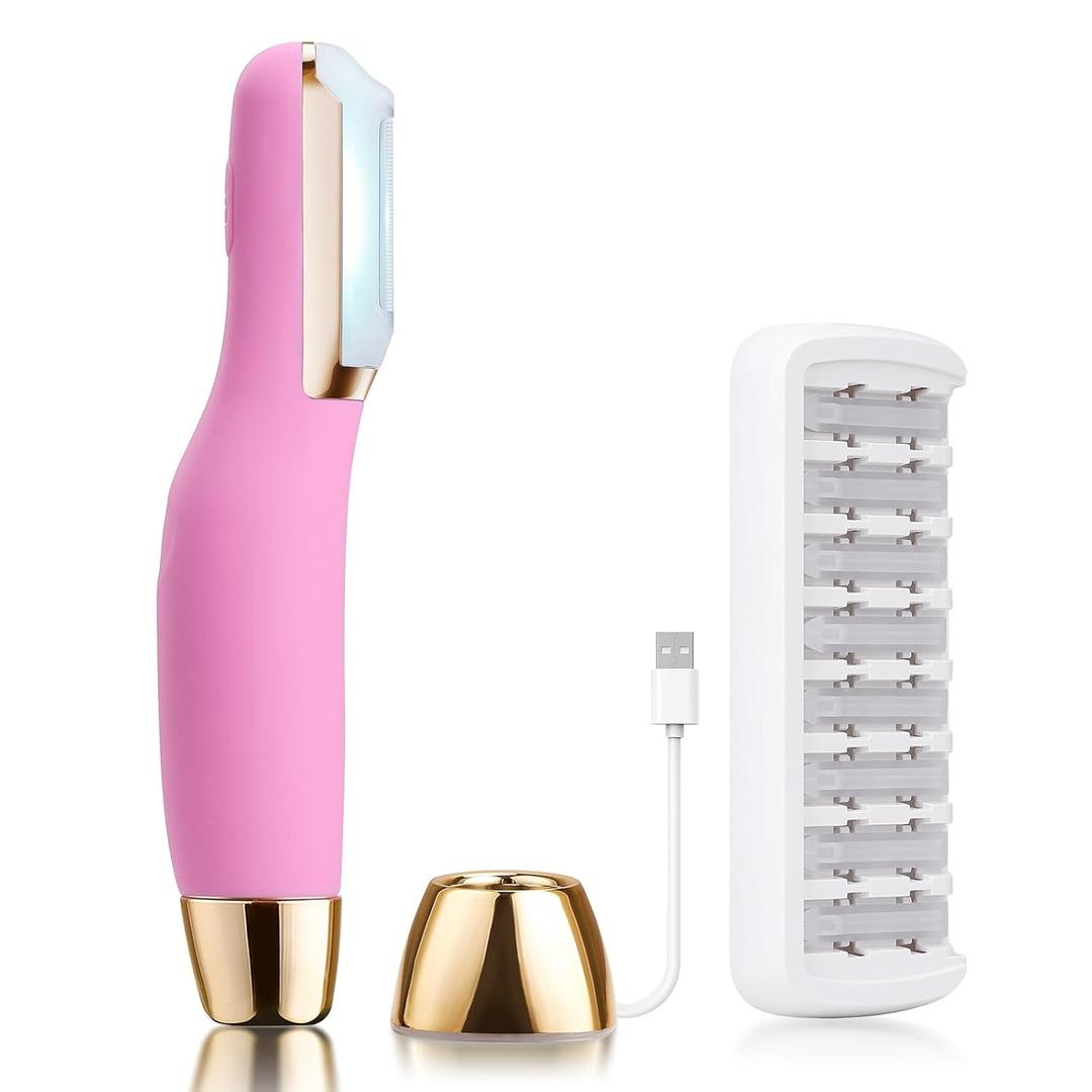 Sonic Dermaplane Razor for Women Face, Dermaplaning Tool for Face, Sonic Edge Technology, Facial Hair Removal for Women, Peach Fuzz with 8 Replaceable Blades(Pink) Sonic Dermaplane Razor for Women Face, Dermaplaning Tool for Face, Sonic Edge Technology, Facial Hair Removal for Women, Peach Fuzz with 8 Replaceable Blades(Pink)