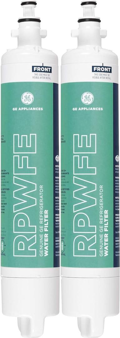GE RPWFE2PK RPWFE Refrigerator Water Filter Certified to Reduce Lead, Sulfur, and 50+ Other Impurities, Replace Every 6 Months for Best Results, Pack of 2, 2 Count (Pack of 1), White