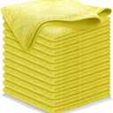 USANOOKS Microfiber Cleaning Cloth Yellow - 12 Pcs 12.5"x12.5" - High Performance - 1200 Washes, Ultra Absorbent Towels Weave Grime & Liquid for Streak-Free Mirror Shine - Car Washing Cloth