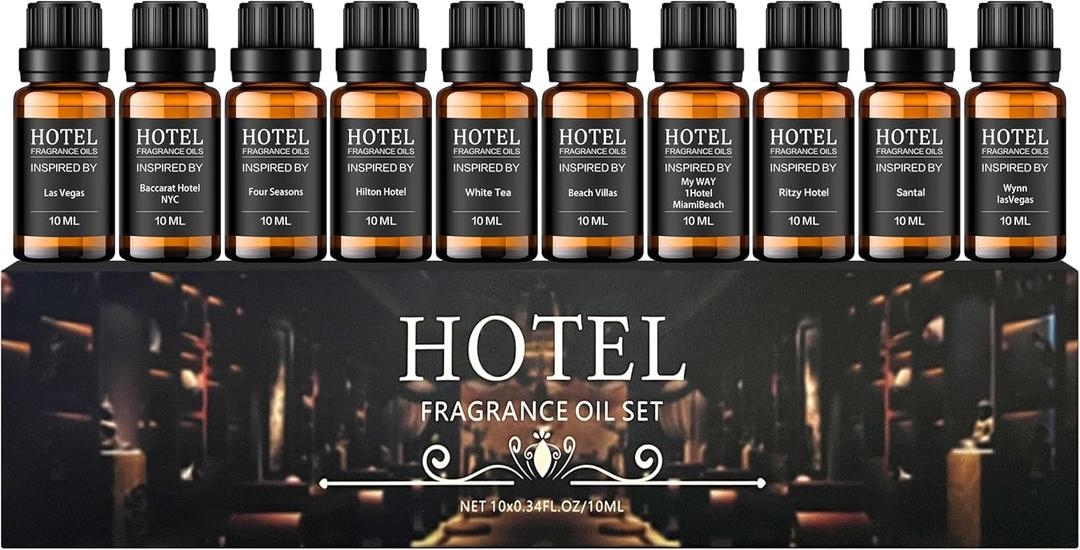 Hotel Collection Diffuser Essential Oil Gift Set,Hotel Scents for Home,Stress Relief Air Freshening,My Way,The Beach Villas and Other Luxury Hotel Scents