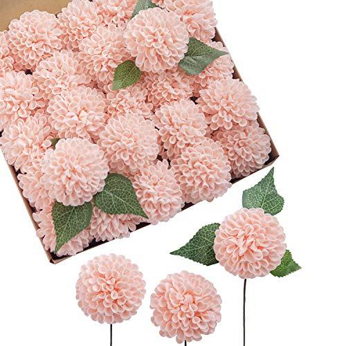 Ling's Moment Blush Dahlia Foam Artificial Flowers Real Touch Faux Fake Flower for Home Decor Graduation Baby Shower Decorations Outdoors Party Favors Wedding Gifts Centerpieces Arrangements 25pcs