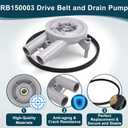 Upgraded RB150003 Washer Drain Pump & Belt Kit Compatible with Alliance Speed Queen RB150003 Belt & Pump Model M/N 8/Post, Washing Machine Kit Include 201566P 27001036 205217P 36863 201566 38174