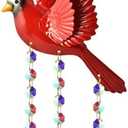 Cardinal Bird Commemorative Crystal, Red Handcrafted Metal Piece, Moon Style Light Catcher, Birthday Gift, Home Gift, Garden Decoration, Wind Chime Pendant (Cardinal 1)