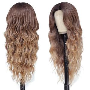 Long Brown Balayage Blonde Wigs for Women 26inch Wavy Curly Wig Natural Looking Middle Part Synthetic Heat Resistant Hair Replacement Wigs for Daily