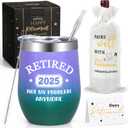 Gtmileo Retirement Gifts for Women 2025, Happy Retirement Gifts, Retired Not My Problem Anymore Insulated Wine Tumbler, Retired Gifts Birthday Gifts for Coworker Nurse Teacher Grandma(12oz, Gradient)
