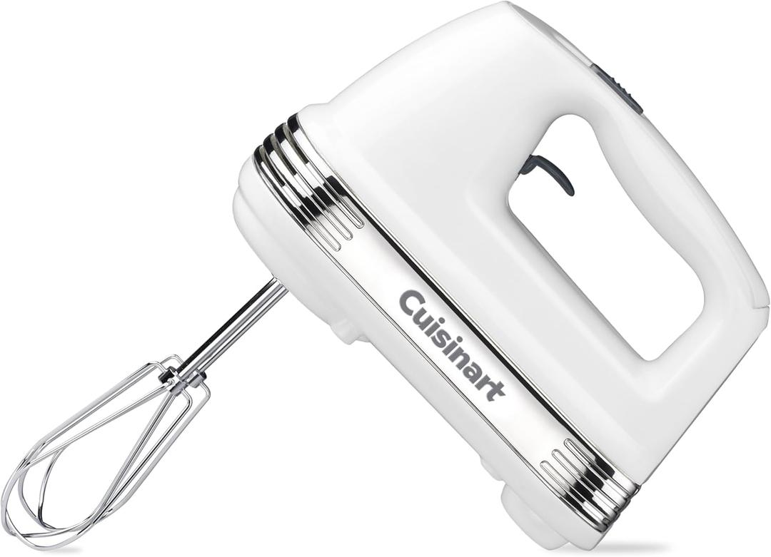 Cuisinart Power Advantage 5-Speed Hand Mixer, 220W-Motor Hand Blender Electric Mixer with 5 Speed Settings, Extra-Long Dishwasher-Safe Beaters, 60-Inch Swivel Cord, HM-50, White