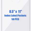 Origin-Joy Pack of 50 Self-Adhesive Index Label Pockets, Clear Plastic Peel & Stick Card Holders with Top Open for Loading (8.5 x 11 inch)