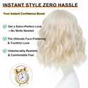 Platinum Blonde Wigs for Women Short Wavy Blonde Bob Wig With Bangs Heat Resistant Synthetic Wigs for Daily Party Cosplay Costume Wig Use
