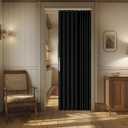 AJAZZ 100% Blackout Magnetic Door Curtain Accordion Doors Interior Closet Door Curtain Invisible Applicable Bedroom Room Living Room Doorway (Black 42" W x 78" L) 1 Panel