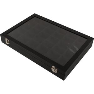Displaying Box 36 Slots Black Pu Leather Storage Science Education Toy