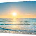 Wall Art Canvas Painting Blue Sea Beautiful Seascape 1 Piece Ocean Sunset Waves Picture Poster Print Framed and Stretched Ready to Hang for Living Room Bedroom Artework, 48"L x 24"W