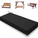 Outdoor Bench Cushion Waterproof and Fade Resistant Non-Slip Patio Furniture Bench Pad Cushion with Adjustable Strap for Garden, Indoor, Porch Swing, 45 x 18 x 3 Inch, Black