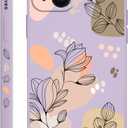 for iPhone 15 Plus Case, Side Flowers Pattern Design Slim Soft Protector Phone Cover for iPhone 15 Plus, Morandi Purple