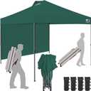 Eurmax USA NOMATTER ONE-Person Open&Close 10x10ft Pop Up Canopy Tent,Portable Shelter for Outdoor Events with 1 Removable Sidewall,Instant Canopies,Temporary Sunshade,Bonus 4 Sand Bags (Forest Green)