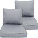 24x28 inch Outdoor/Indoor Deep Seat Cushions Set of 2 Deep Seat Bottom Resilient Foam Filling Water Repellent Stain-Resistant UV Resistant Weather Resistant Patio Furniture Stone Gray