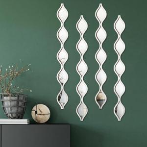Qunclay Teardrop Mirror Wall Art Decorative Mirror Wall Decor Long Narrow Art for Apartment Living Room Bathroom Bedroom Entryway