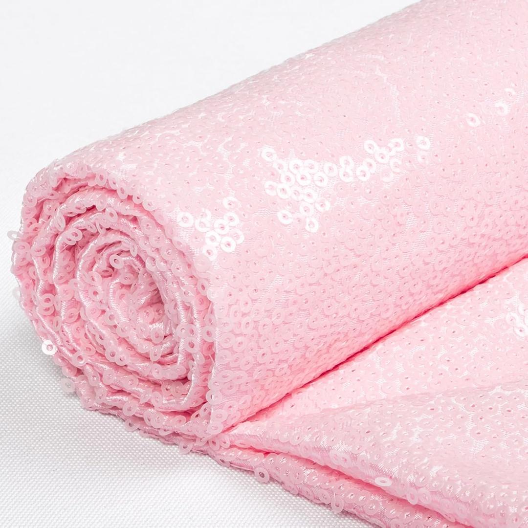 ShiDianYi Blush Pink Sequin Fabric 6Ft 2 Yards Sequin Fabirc for Sewing Glitter Fabric by The Yard Pink Sparkle Fabric for Dress Sequin Mesh Fabric for Baby Shower Party Decoration