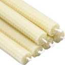 6 Count Beeswax Taper Candles Hand Rolled - Smokeless Dripless -Natural Scent - 8 Inch in Off White