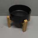 Black Elevated/Raised Dog Bowl Ceramic with Wood Stand for Medium Large Breed,Dog Food Water Dish Heavy Weighted,8 in Non Slip Modern Cute Porcelain Pet Bowl Extra Large