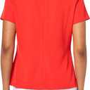 H Halston Womens Gold Halston Belt Short Sleeve Round Neck Top (Red, M), Size 8