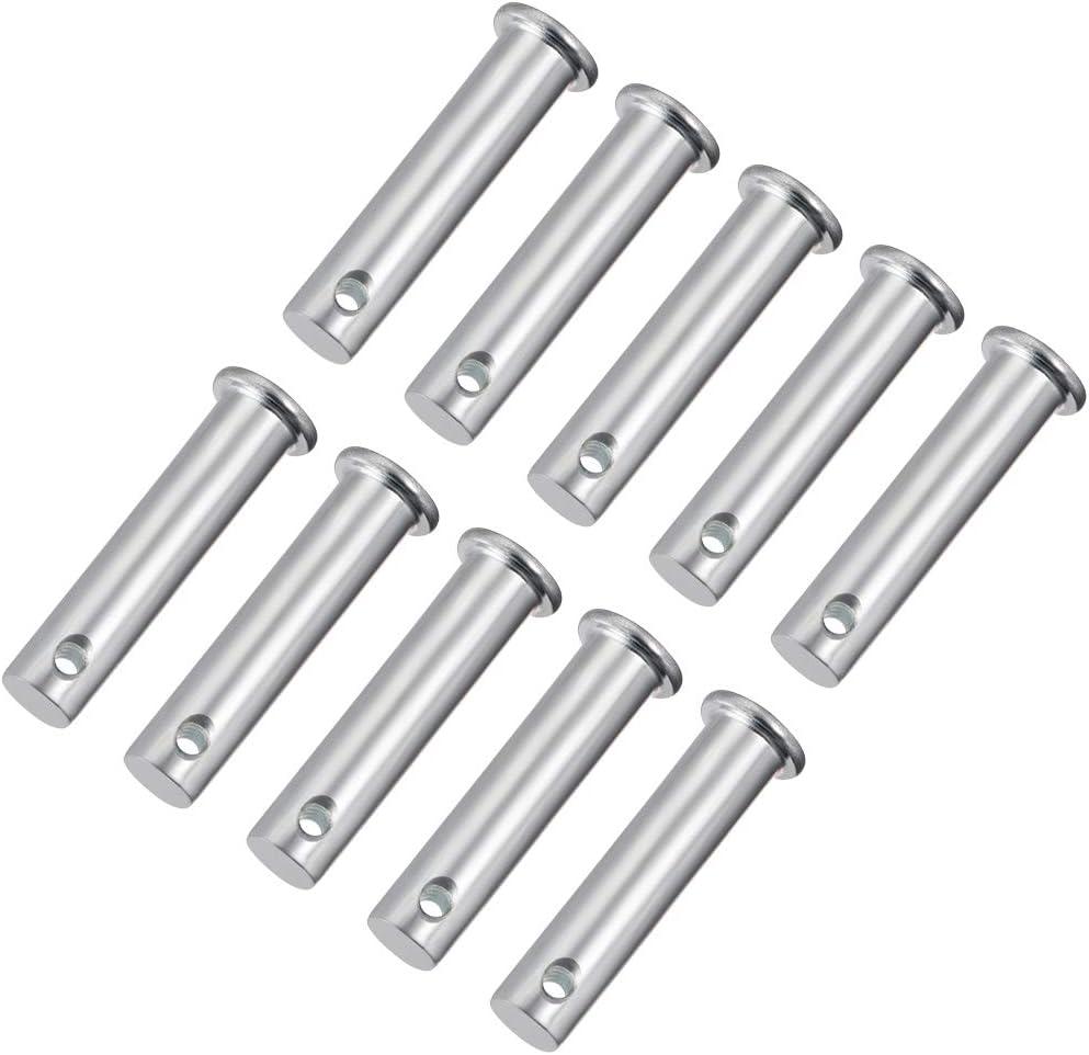 uxcell Single Hole Clevis Pins,10mm x 45mm Flat Head Zinc-Plating Steel 10 Pcs