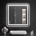 WISSMIELS 30"x30" LED Bathroom Mirror with Lights, Dimmable，Anti-Fog，Bathroom Vanity Mirror for Wall, Backlit + Front Lit, Memory Function, Shatter-Proof，Tempered Glass