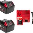 2PACKS 5.0Ah 18V Lithium Battery and Charger for Milwaukee M18 Battery 48-11-1820 Cordless Power Tools Batteries, Capacity Output 5.0Ah
