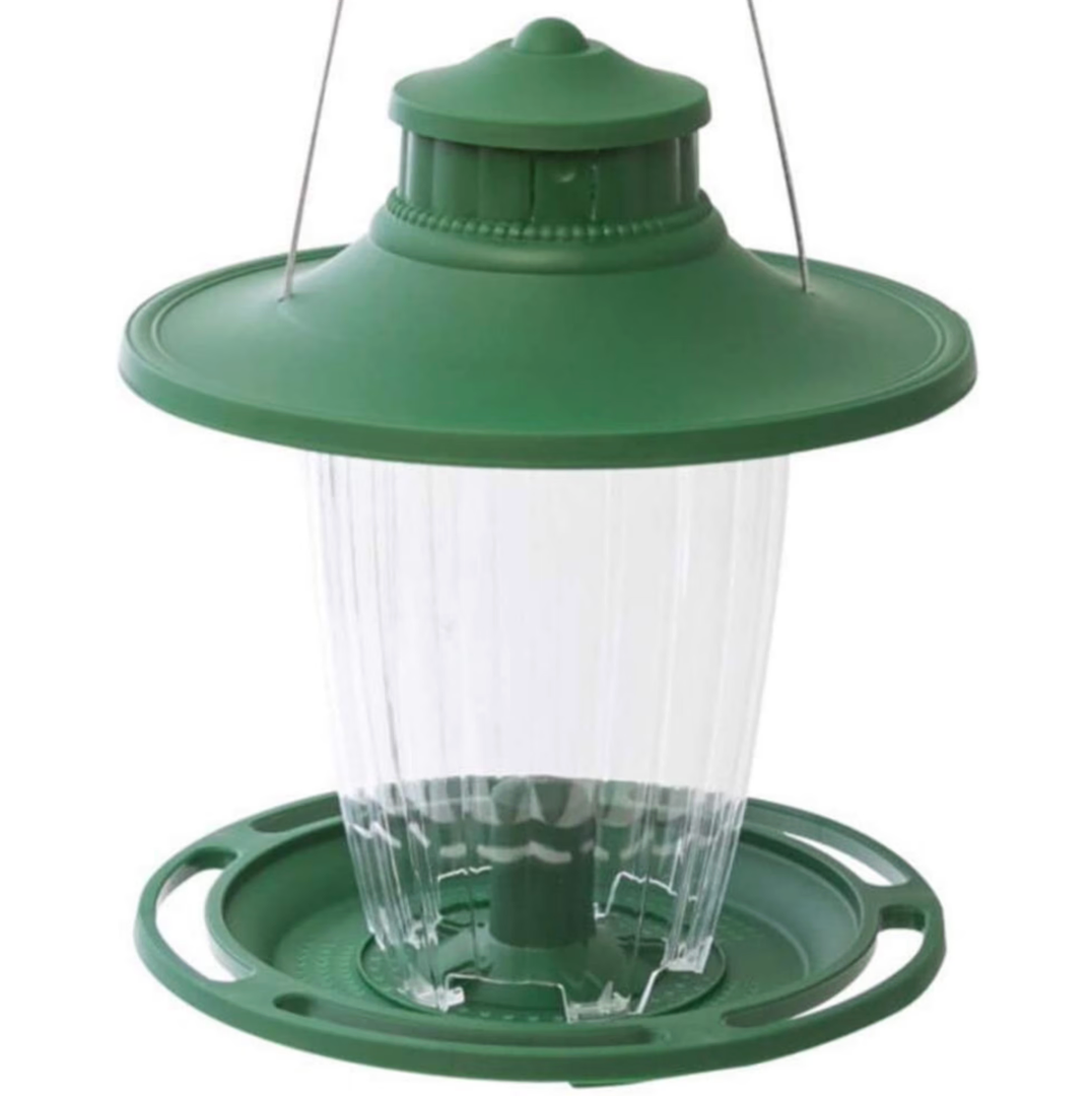 More Birds Large Lantern Bird Feeder, Wild Bird Feeder, 5 Feeding Ports, 3.8-Pound Seed Capacity, Green