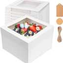 NEOACT 30Pcs Cake Boxes, 10x10x8 Inch Tall Bakery Boxes with Windows, Disposable Cakes Transport Containers with Lids for Cakes,Pie,Cupcakes, Pastry, Birthday, Wedding, Mother's Day
