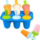 Miaowoof Silicone Popsicles Molds for Toddlers, 6-Cavity Non-BPA Premium Silicone Small Popsicle Molds, Ice Pop Mold with 6 Colorful Reusable Sticks for Kids (Blue)