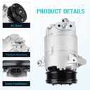AC Compressor with Clutch for Chevrolet Cavalier 2.2L 2002-2005, Cobalt 2006-2010, HHR 2006-2010, for Pontiac G5 2007, G6 2007-2010, Pursuit 2005 2006, Sunfire 2002-2005, Aura 2008 2009, CO 20741C