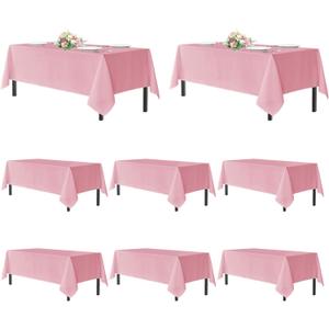 sancua Pink Tablecloths for 6 Foot Rectangle Tables, 8 Pack - Washable Polyester Fabric Table Cloth for Wedding Christmas Party, Birthday, Banquet Reception, 54x108 Inch