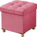 BRIAN & DANY 15 Inches Ottoman with Storage, Square Small Storage Ottoman Foot Rest with Legs, Ottomans Foot Stool for Dorm, Living Room, Entryway (Hot Pink)
