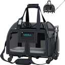 Airline Compliant Pet Carrier - Rolling Portable Travel Carry Crate for Small Dog, Puppy or Cat - Soft Removable Wheeled Design with Mesh Window Sides - Airplane and TSA Compliant- by Katziela (Gray Deluxe)