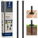 EXCELLO GLOBAL PRODUCTS Bistro String Light Poles - 2 Pack - Extends to 10 Feet - Universal Mounting Options Included