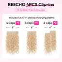 REECHO Curly Clip in Hair Extensions, 4PCS 24 inch Long Hair Extensions Clip ins Lace Weft Natural Hairpieces for Women Daily, Medium Blonde with Highlights