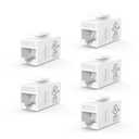 VCE UL Listed CAT6 Keystone Coupler 5-Pack, Female to Female Ethernet Cable Extender, White