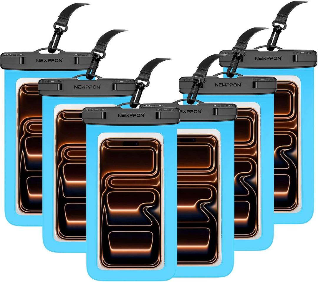 6 Pack 8.5 Waterproof Cell Phone Pouch - Underwater Dry Bag Case Lanyard - Water Proof Clear Holder Protector for iPhone 17 16 15 Pro Max Plus Samsung Galaxy S25 S24 Ultra Note for Beach Swimming