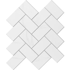 Avant Decor 8 Tiles | Stone Composite Herringbone | Peel and Stick Kitchen Backsplash Stick On Wall Easy DIY Installation 11.25" x 11.53" (Calacatta)